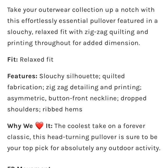 Free People Pullover NEW Zig Zag Dandelion Combo medium quilted toggle - Picture 3 of 9